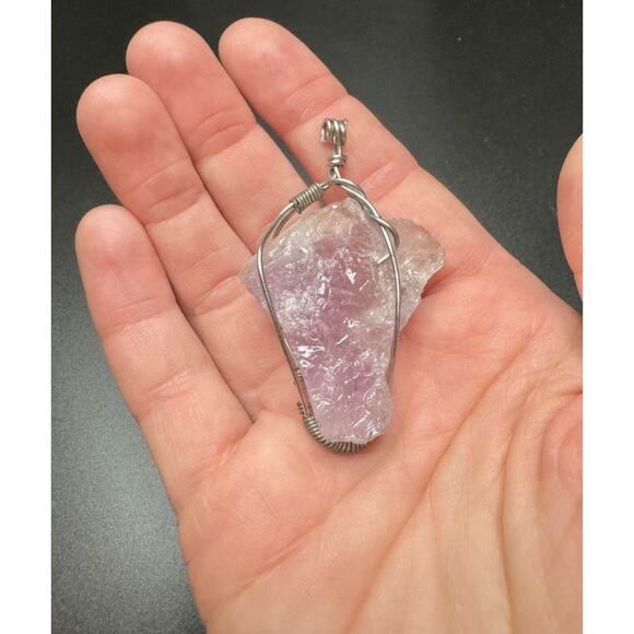 Hand Wrapped Amethyst Pendant Necklace - Picture 6 of 6